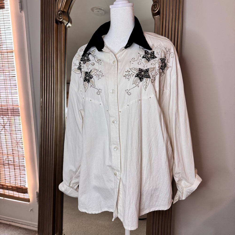 Vintage Jane Ashley Embroidered Button Up Shirt